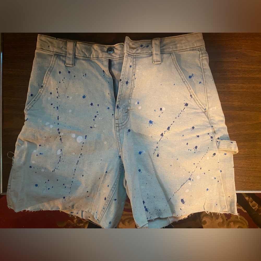 Paint splattered utility shorts
